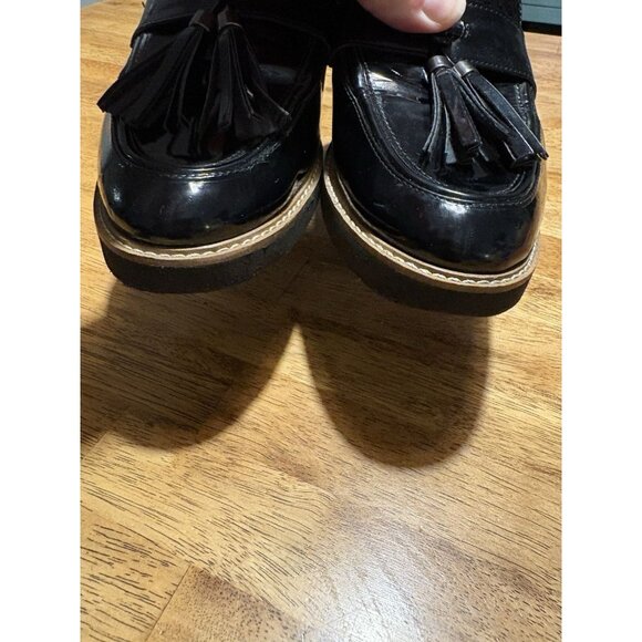 Franco Sarto Carolynn Tassel Loafers Black Patent Leather Quiet Luxury 8W - Picture 3 of 8